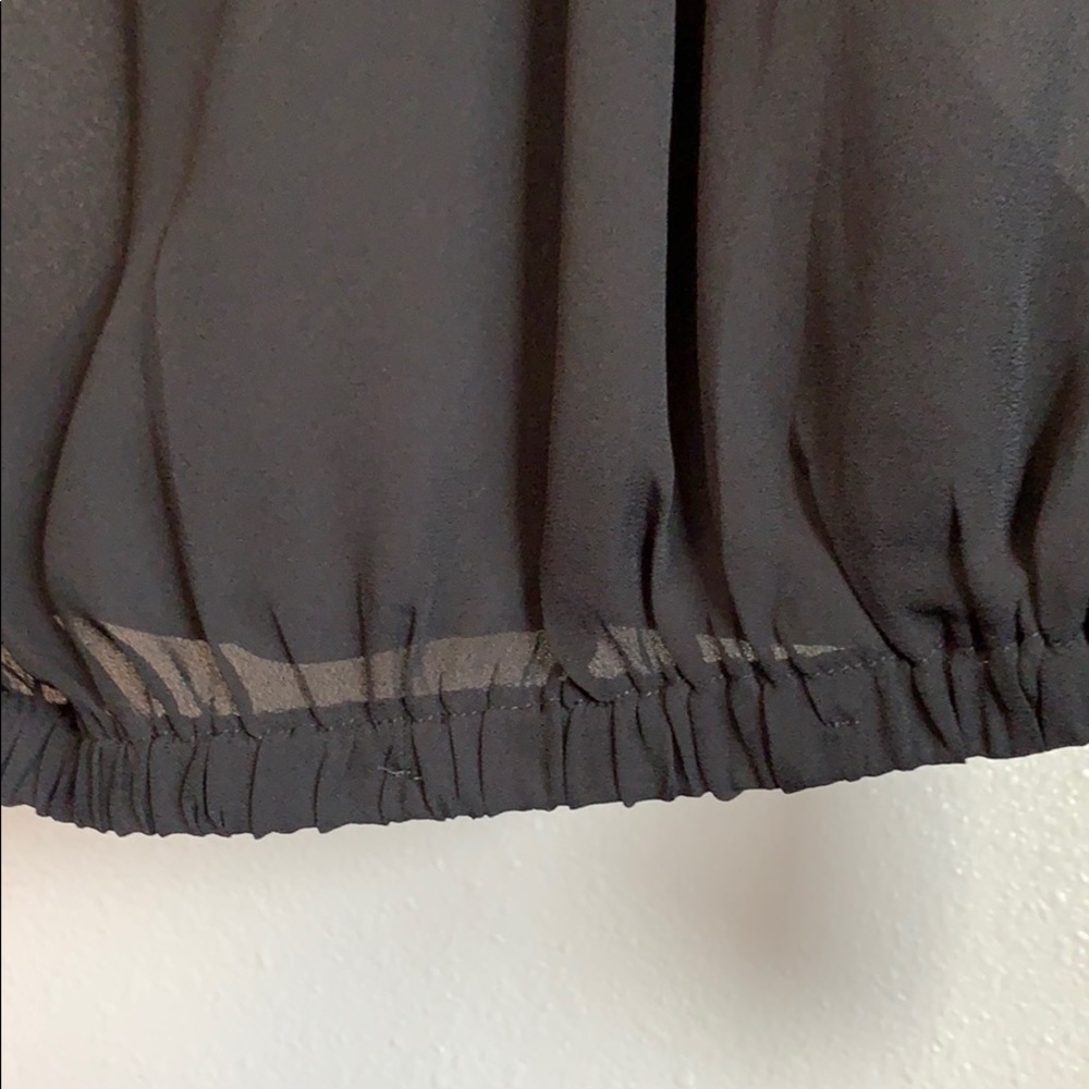 Black L/S sheer front wrapped top - Picture 3 of 8
